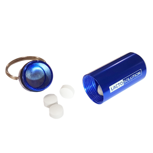 Porte-clés Lactosolution avec pilulier et enzyme lactase 15000 FCC