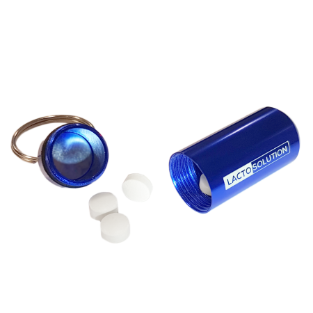 Llavero Lactosolution con pastillero y enzima lactasa 15000 FCC